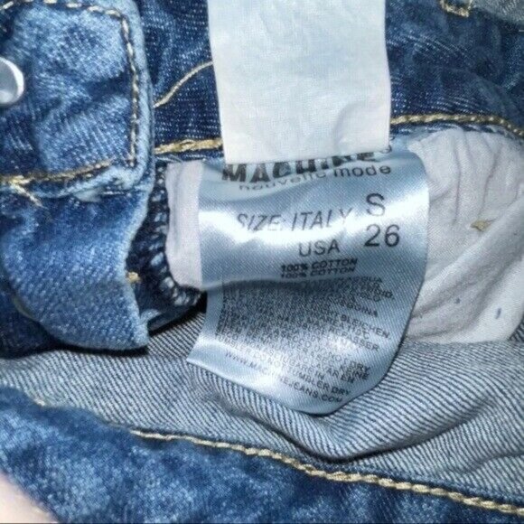 Machine Pour Neuf Mode Super Bibs Overalls Jeans Distressed Women's Size 26 - Picture 5 of 8